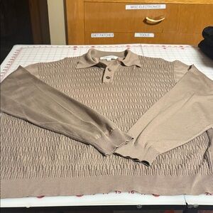 Pronto Uomo Tan Knit Polo Sweater